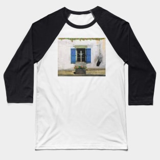 Blue Shuttered Window, France Baseball T-Shirt